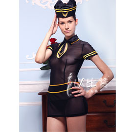 空中魅惑透视网眼空姐服[205147]