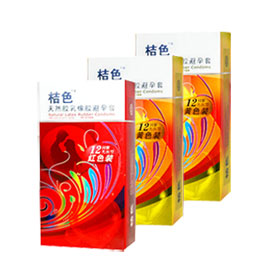 桔色彩色情调安全套三盒装大礼包